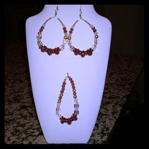 Pink & Purple Handcrafted Earring and Bracelet set